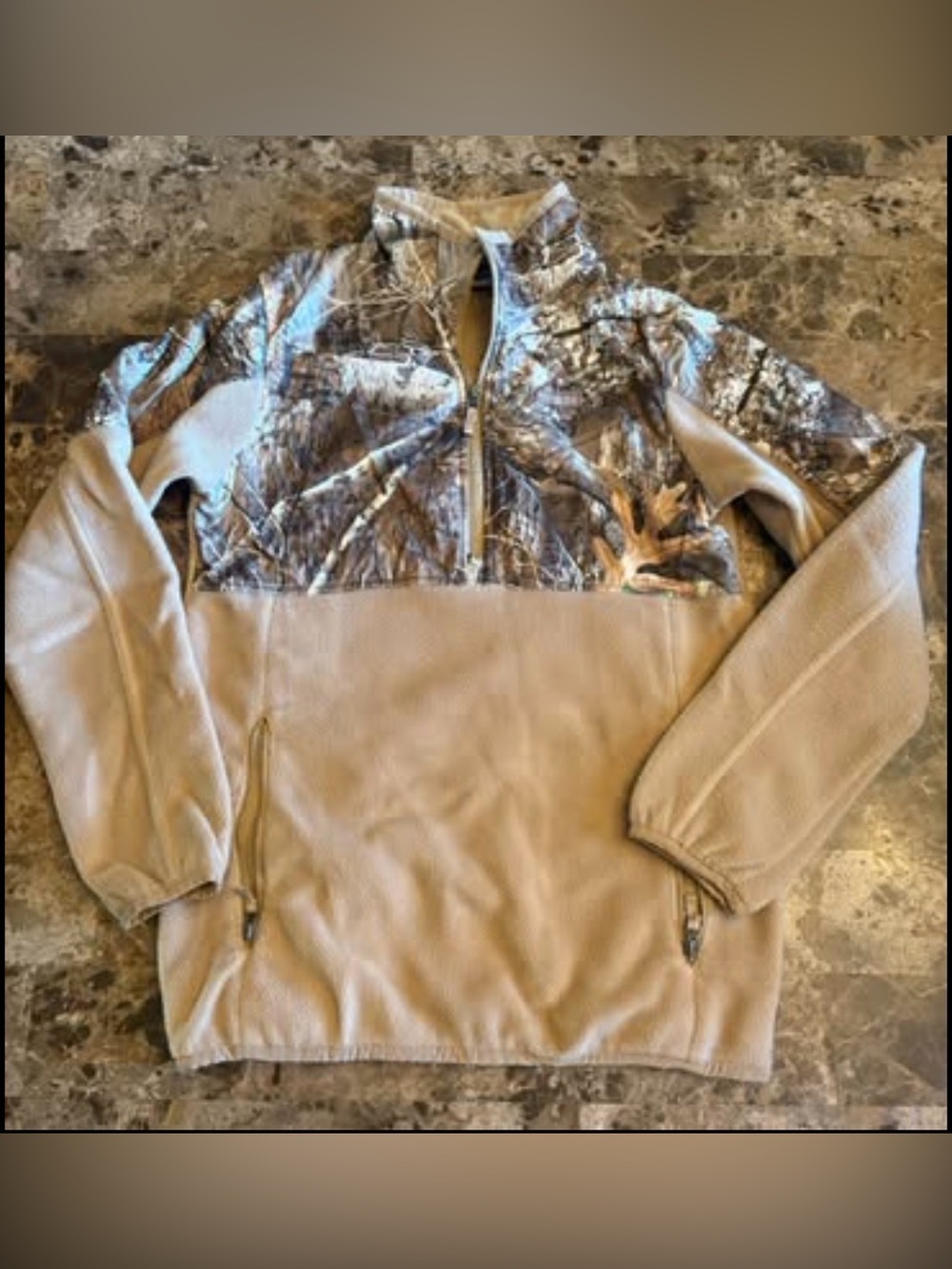 Tan & Camo Quarter-Zip Pullover - M